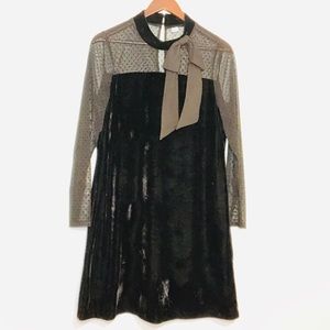 Cece Black Velvet Bow Tie Dress